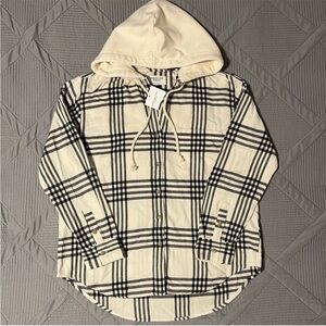 NWT American Eagle Womens Oversized Hooded Flannel Shirt (S)